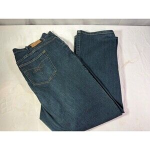 Chaps Denim Womens Katelyn Bootcut Blue Dark Wash Whiskering Plus 18W, Very Nice